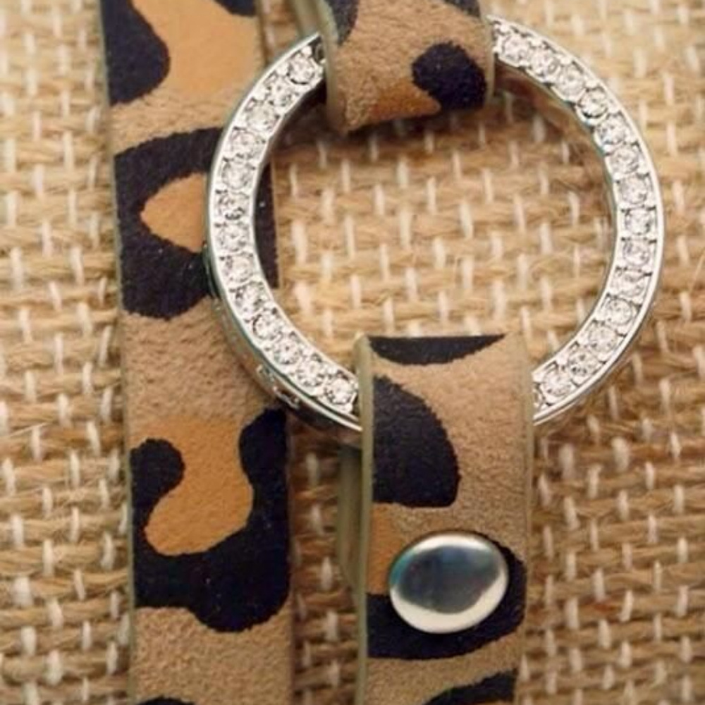 Leopard Leather Wrap Bracelet Origami Owl 6-7.25"